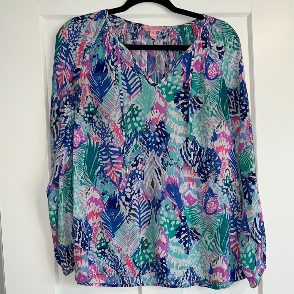 Lilly Pulitzer Colorful Feather Print Top